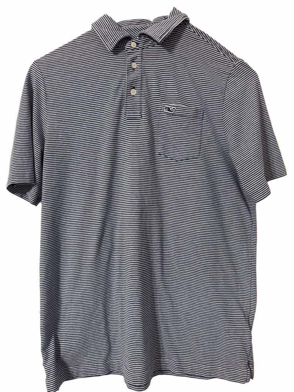 Vineyard Vines Edgartown Polo Blue White Striped Pocket Short Sleeve Boy’s XL